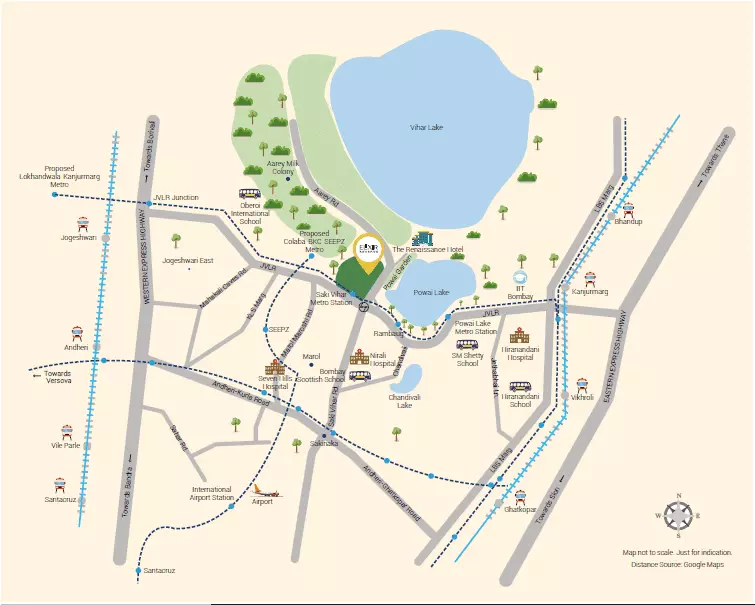 L&T Realty Elixir Reserve Flats - Location Map - Powai